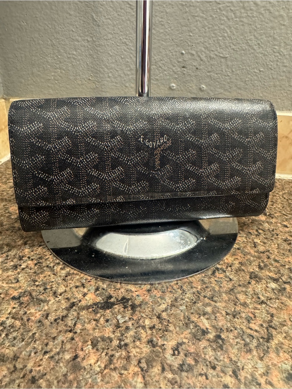 Goyard Richelieu Long Wallet All Black Goyardine with legit grails- COA